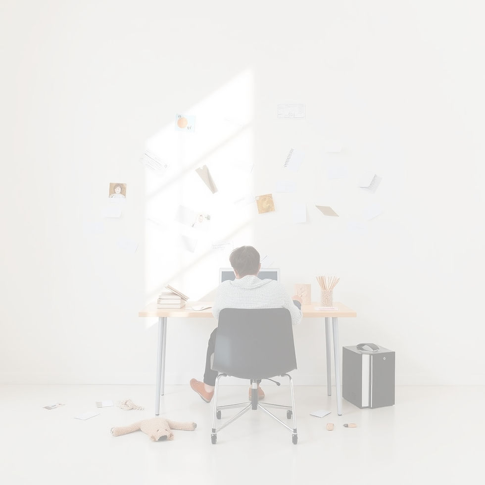 Man at desk overwhelmed with juggling too many things