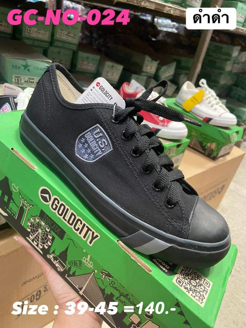 GC-NO024 สีดำดำ รองเท้าผ้าใบ (GOLDCITY l โกลซิตี้) Size 37-45