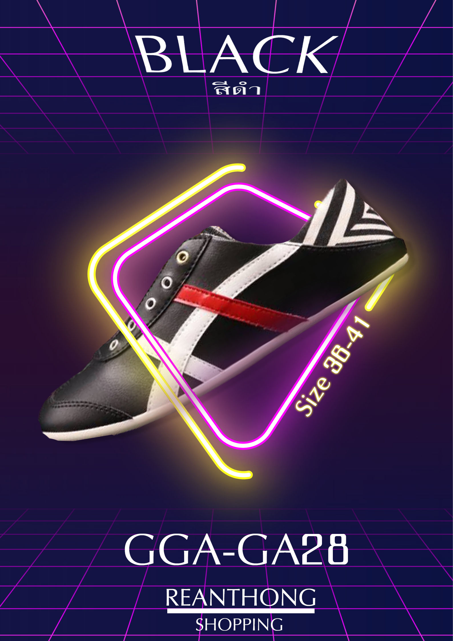 GGA-GA28 สีดำ รองเท้าผ้าใบสลิปผู้หญิง (กิ๊กก้า l GIGA) Size 36-41