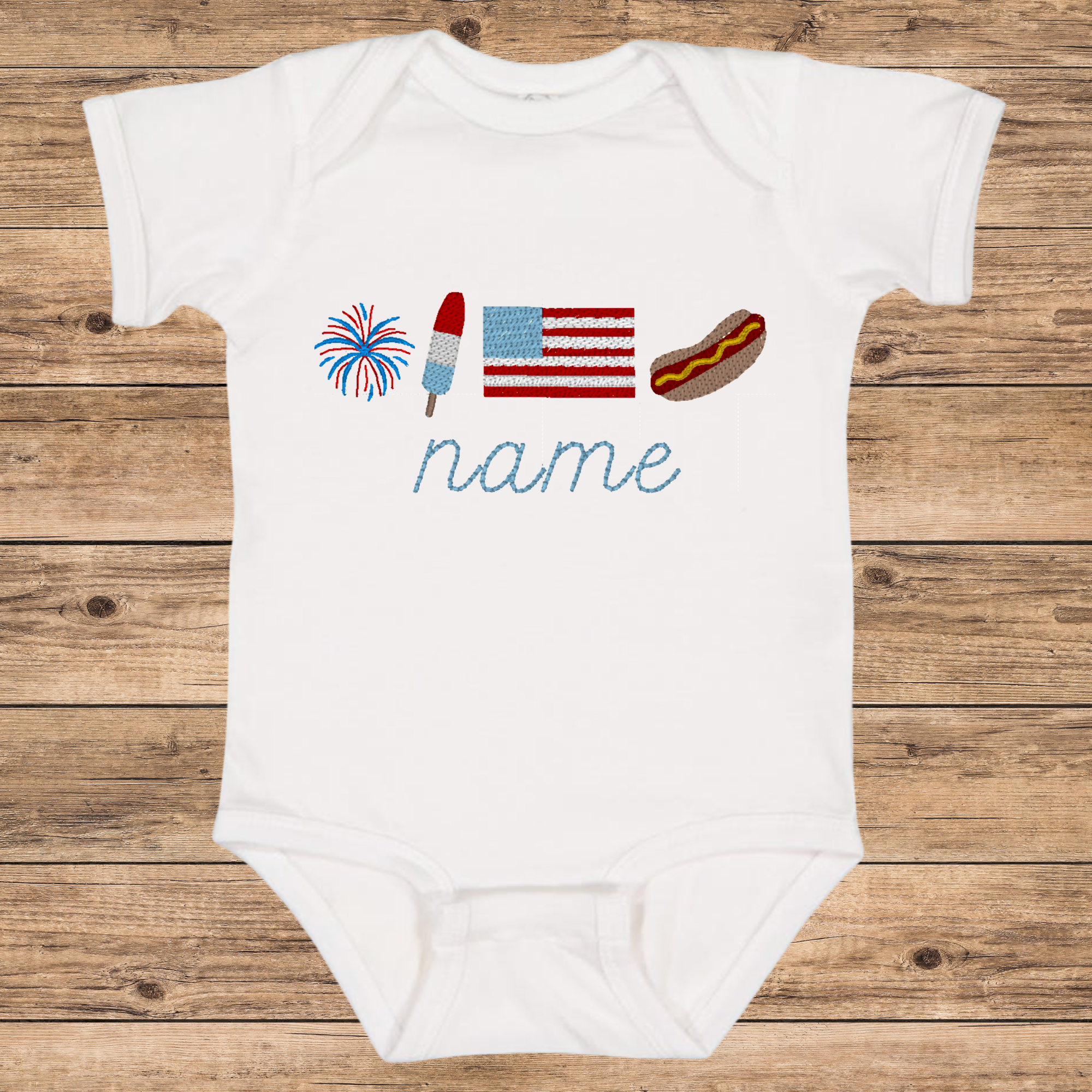 Patriotic Name Embroidered T-Shirt
