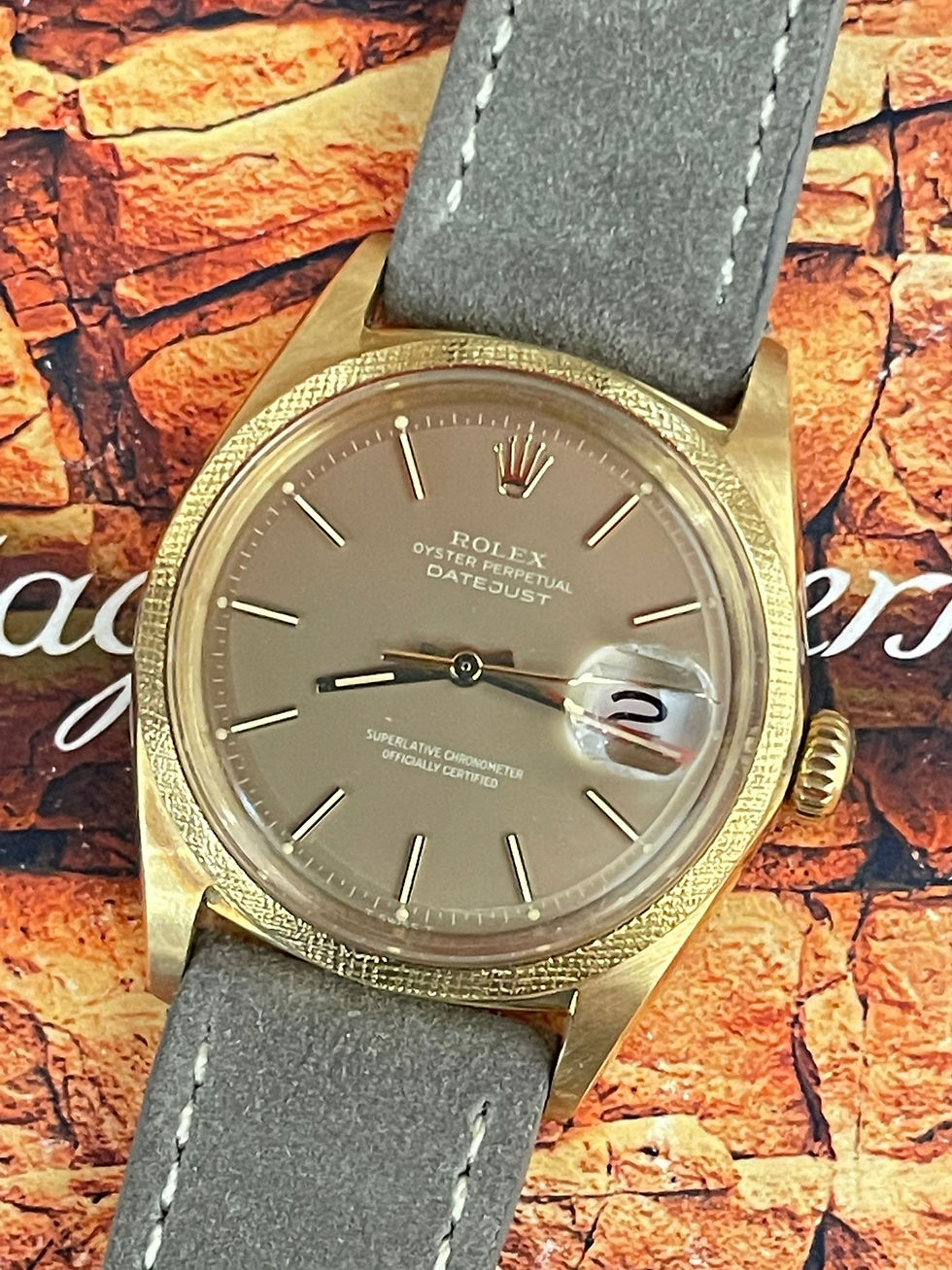 🌈🌈Vintage Rolex DateJust 1611 🤎🤎罕有原裝啞身啡色面🤎🤎📖無字天書📖18K黃金 淨錶頭👍🏻284寄(旺角店)