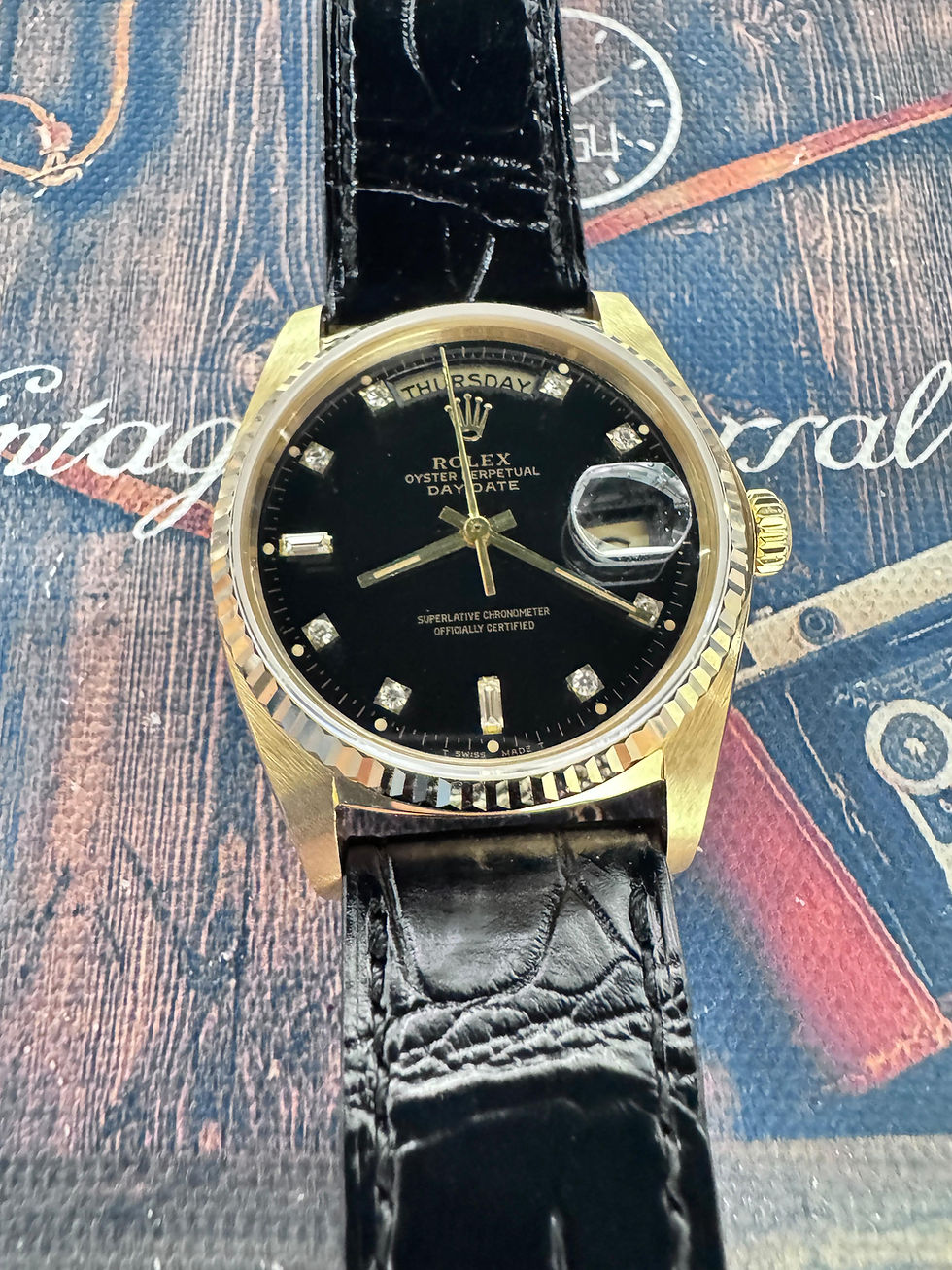 Thumbnail: 🌈🌈Vintage Rolex DayDate 18038🖤原裝黑面鑽石69長方石 淨錶💎VU3022（廣華街店）