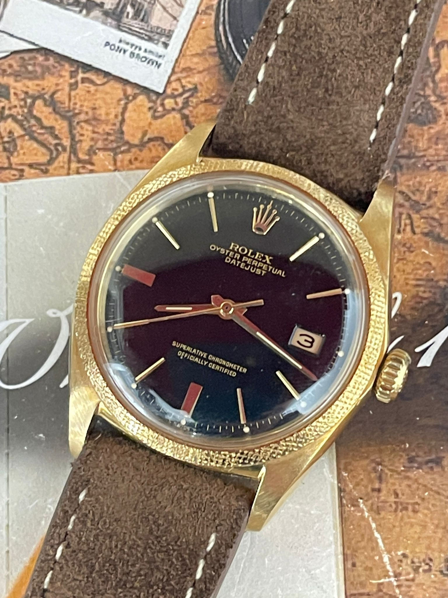 🌈🌈Vintage Rolex DateJust 1611🖤Gilt Dial Door Stop 18K黃金頭🍧罕有打沙外圈🍧295寄(旺角店)