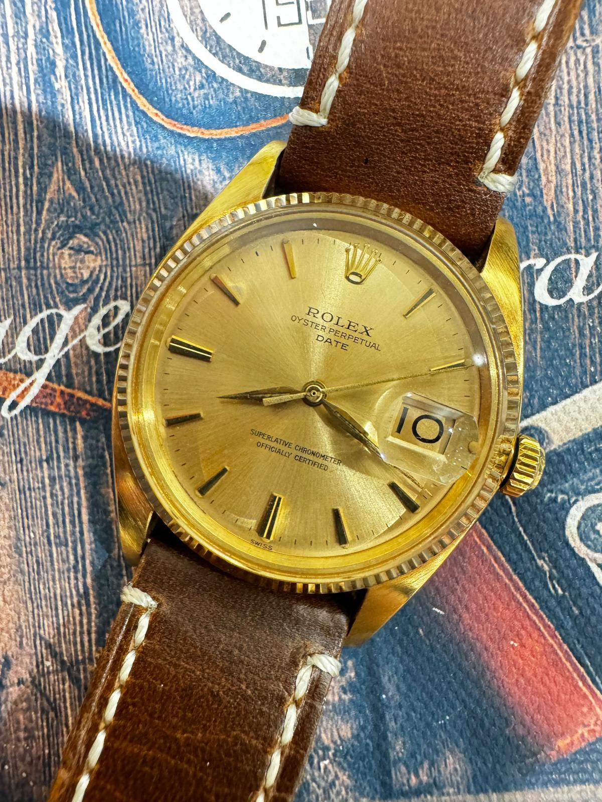 🌈🌈Vintage Rolex Oyster Perpetual Date 1503💛原裝金面尖針 膠面 18K黃金淨錶頭💛VU1804(廣華街店)