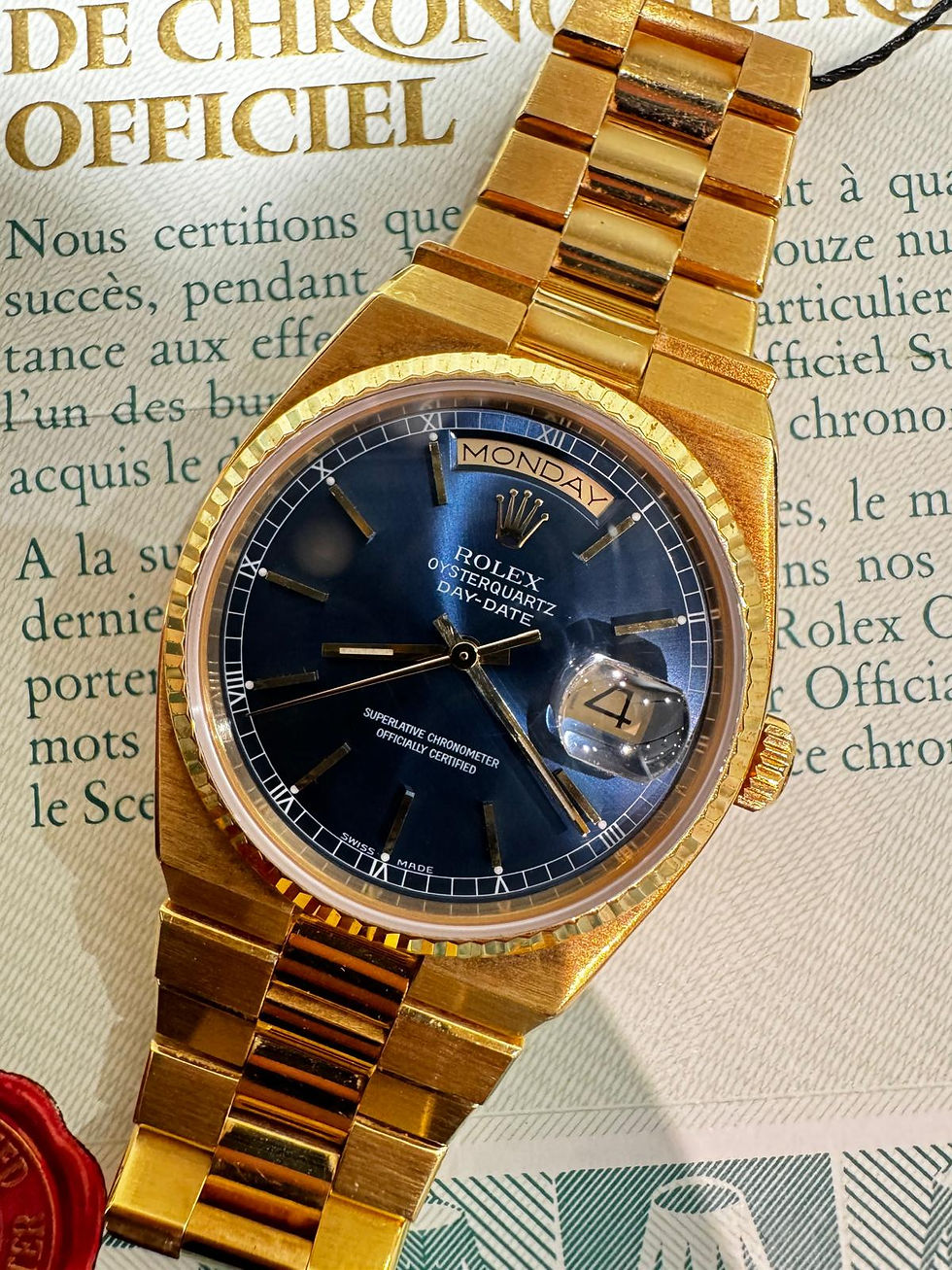 🌈🌈Vintage Rolex DayDate 19018💙原裝Rolex藍面路軌羅馬字 有出世紙連上行卡 接近直殼💙VU1635(廣華街店)