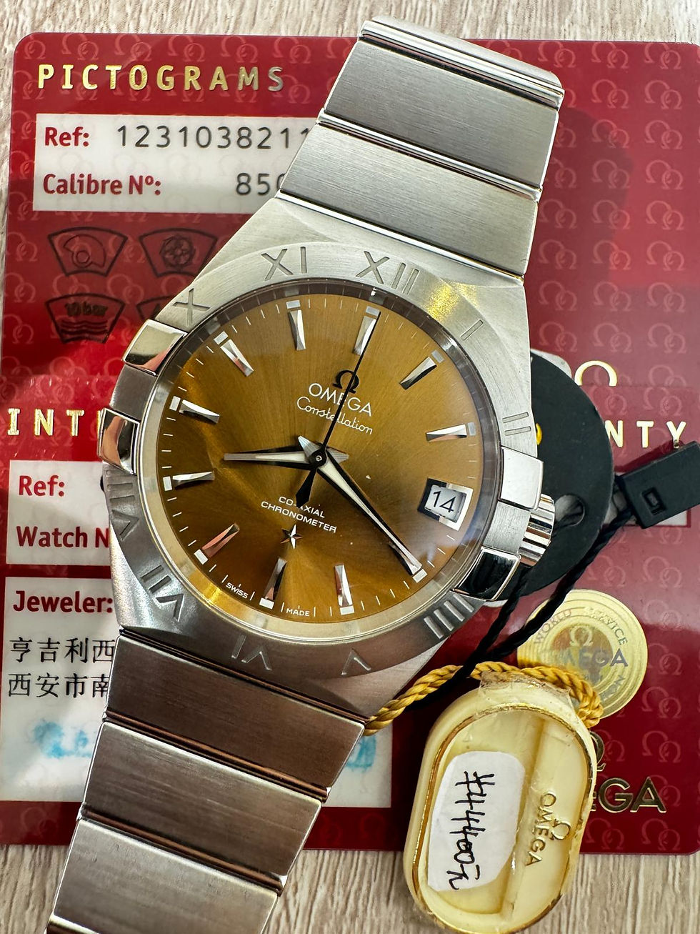 🌈🌈Omega Constellation 123.10.38.21.10.001♎️出世卡💳原裝啡色面🤎38mm 自動機芯🤎904C(廣華街店)