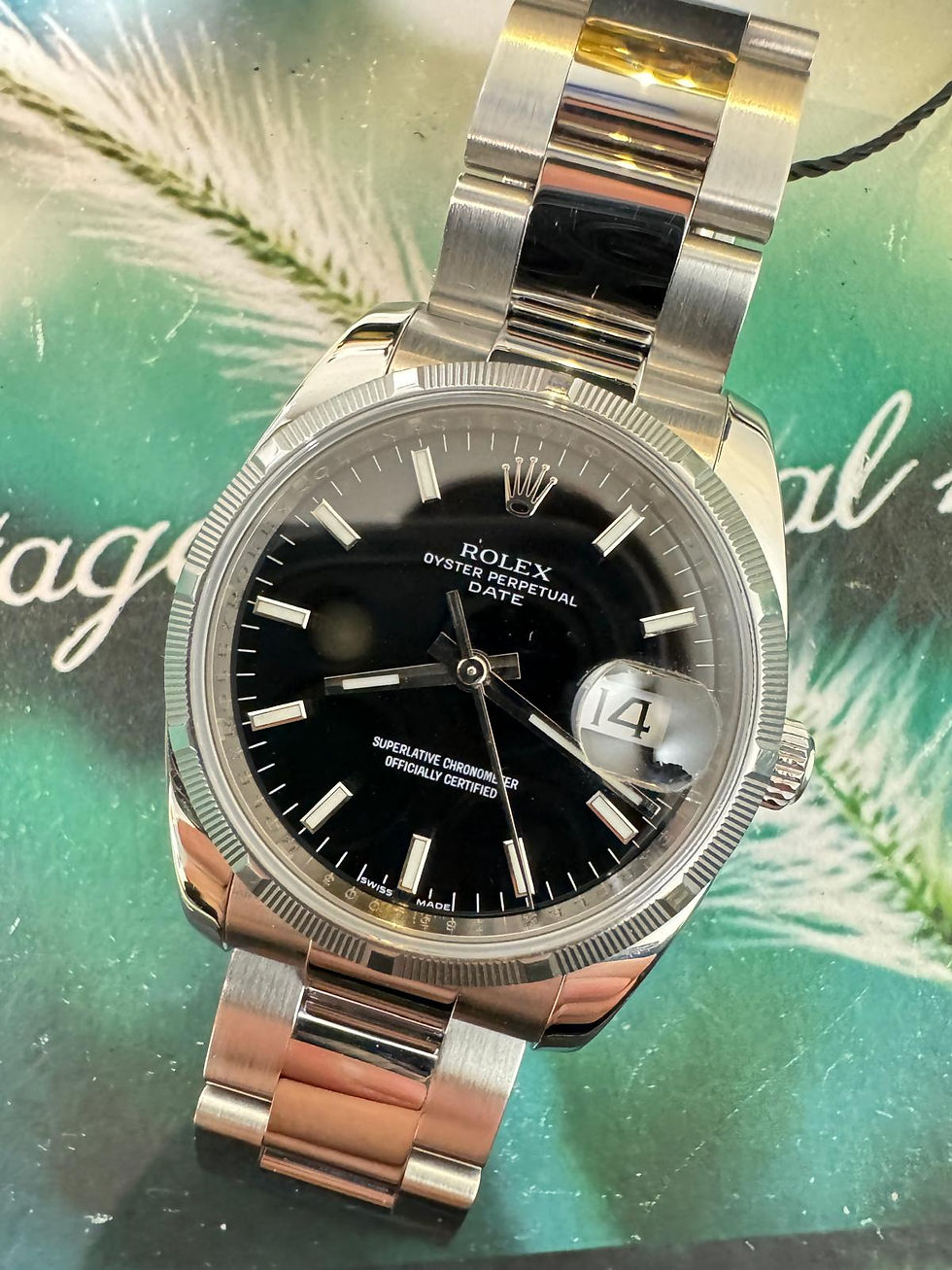 🌈🌈Rolex Oyster Perpetual Date 115210🖤原裝黑面 34mm 淨錶 連原裝Rolex鋼帶🖤VU1867(廣華街店)