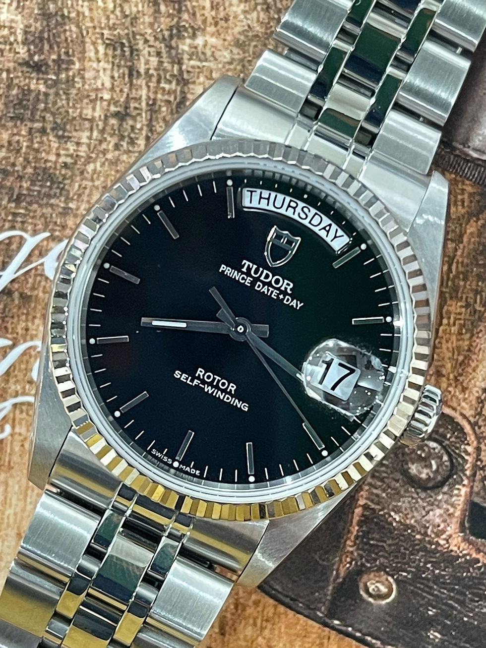 🌈🌈Tudor Date-Day 76214 連原裝Tudor實心鋼帶 👔🖤原裝黑面 36mm 淨錶🖤👍🏻👍🏻VU681(旺角店)