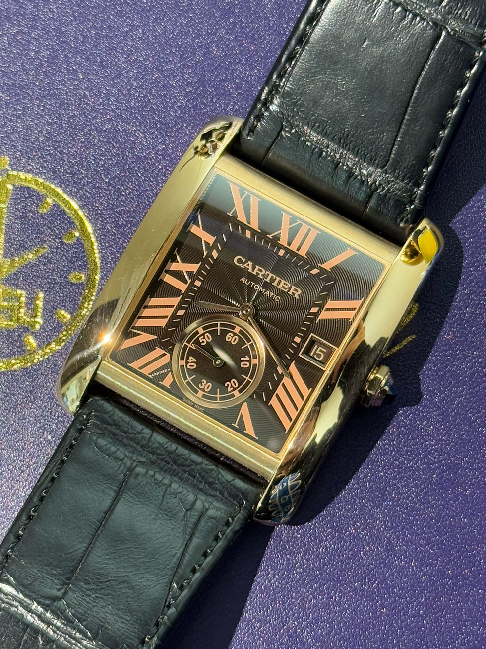 🌈🌈CARTIER Tank 3590🚚原裝黑面 18K玫瑰金款式 自動機芯 連原裝18K玫瑰金摺疊扣🗝️34mm🖤淨錶👍🏻1059C(廣華街店)