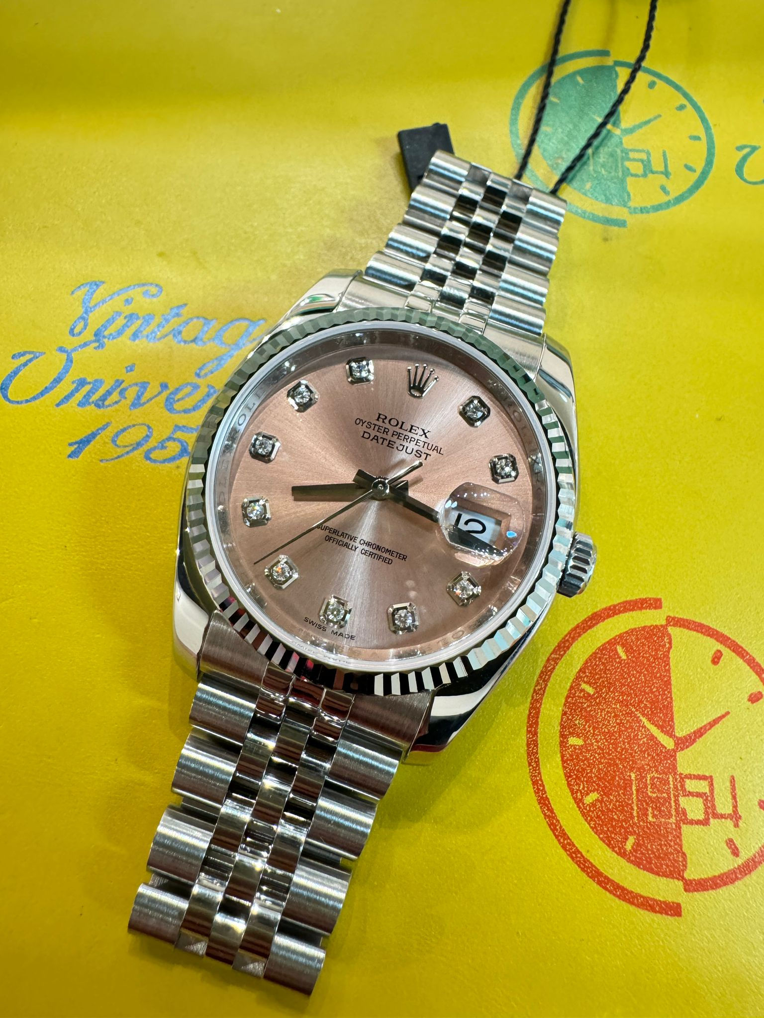 Rolex Datejust 116234 罕有原裝三文魚水泡鑽石字面 BW2316