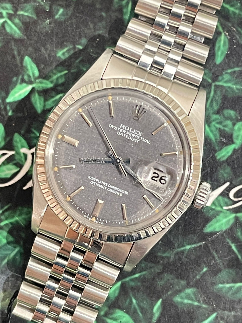🌈🌈Vintage Rolex Datejust 1603🔥罕有原裝深灰色布紋面🌻鋼花圈👔KCB613(旺角店)
