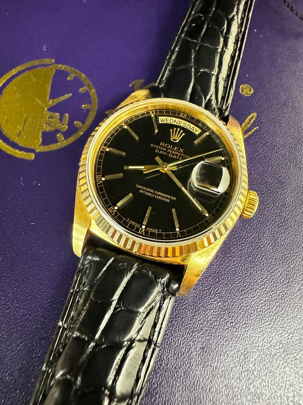 🌈🌈Vintage Rolex DayDate 18038🖤原裝黑面路軌羅馬字🖤18K黃金圈 36mm 單推日曆🖤淨頭😎VU2142 (廣華街店)