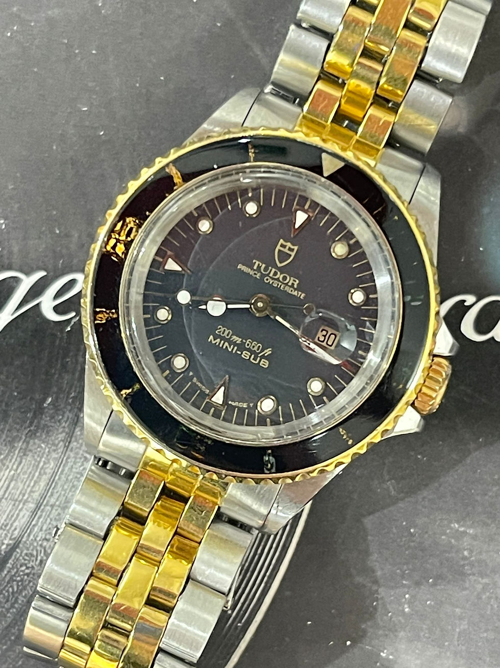 🌈🌈TUDOR Min-Sub 94401🤍🤍原裝黑面 淨錶 18K金鋼款式 🧡🧡33mm 勞的勞底 👍🏻👍🏻VU340 (旺角店)