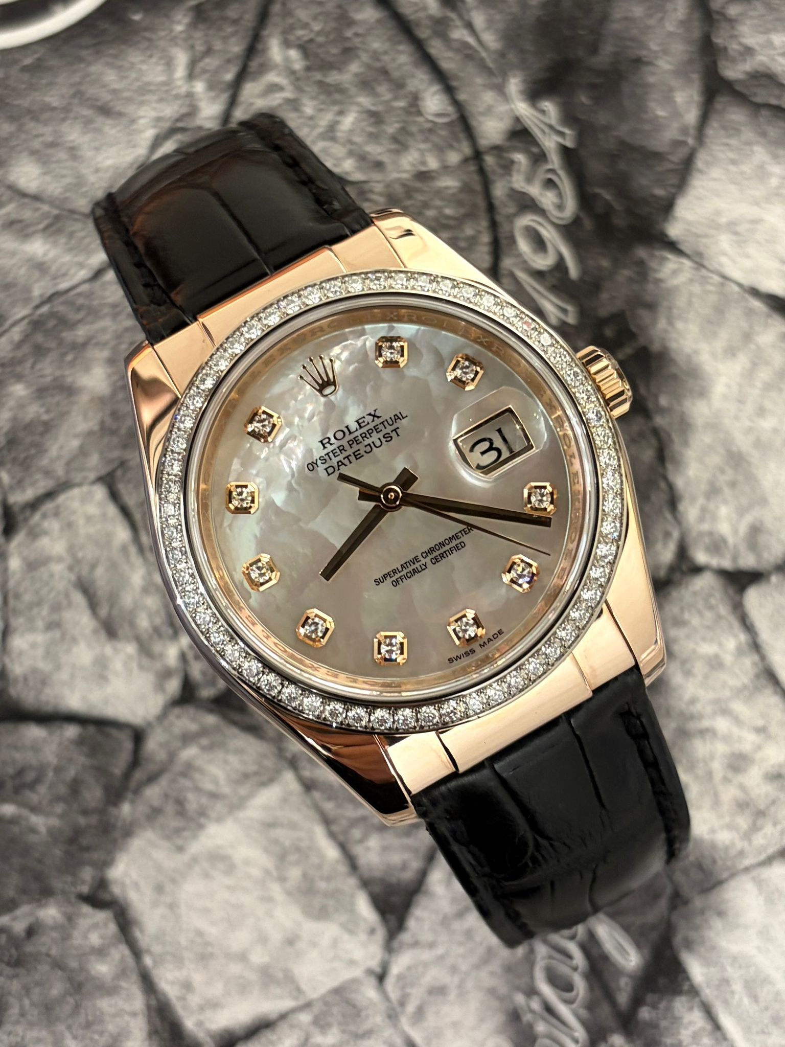 🌈🌈ROLEX DATEJUST 116185🤎18K玫瑰金原裝貝母面❤️‍🔥C1689（廣華街店）