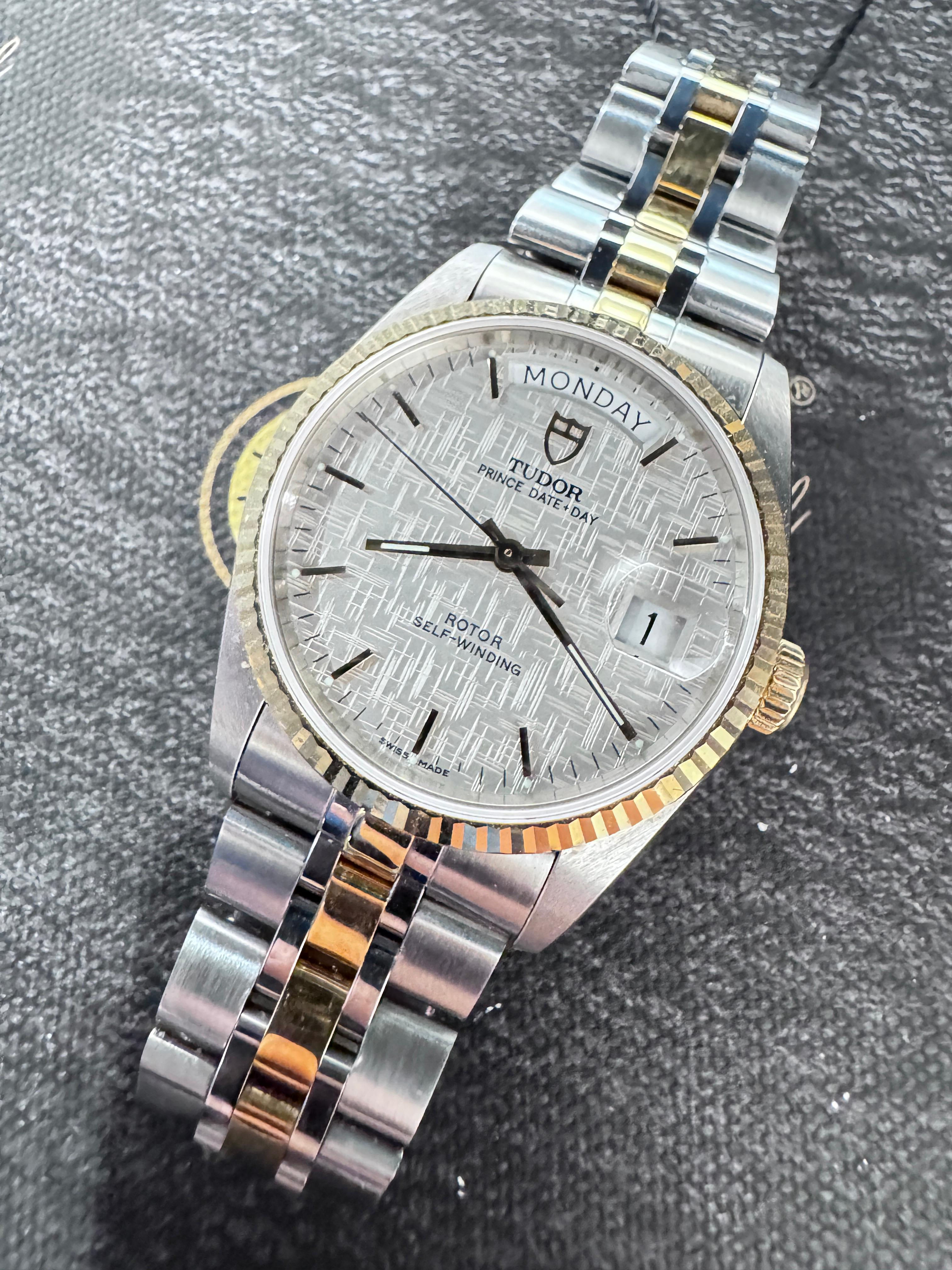 🌈🌈TUDOR PRINCE DATE DAY 76213🩶原裝銀布紋面🩶VU3093(廣華街店)