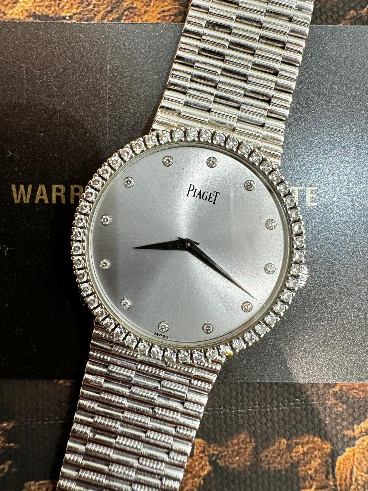 🌈🌈Piaget P10491🩶💎原裝銀面鑽石字 18K白金 原裝18K白金織帶 有出世卡🩶💎834C(廣華街店)