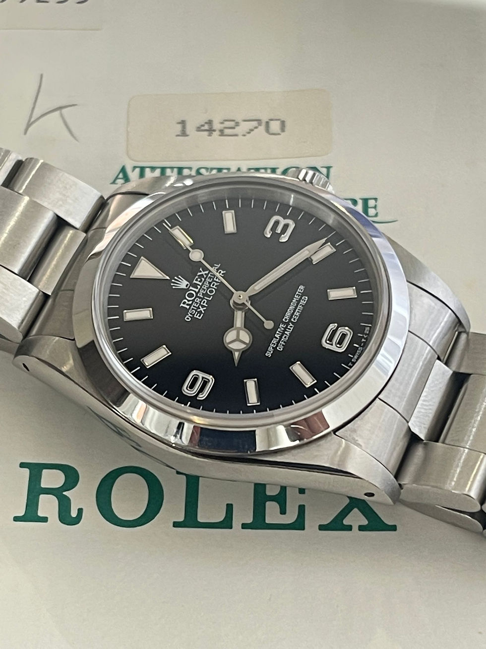 Thumbnail: 🌈🌈 Rolex Explorer 1 14270📃連出世紙📃原裝T<25黑面🧡元祖開窿👔VU1179（旺角店）