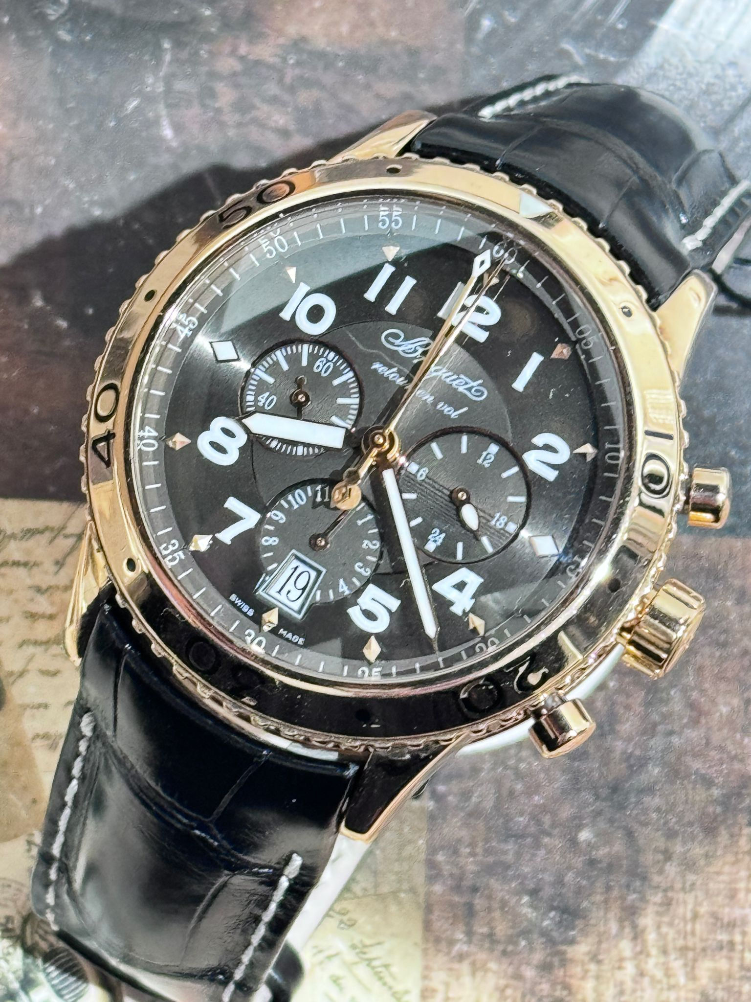 🌈🌈 極罕有寶璣 Breguet 3810 原裝黑面🖤18K紅金 Flyback 計時 淨錶🖤358寄(旺角店)