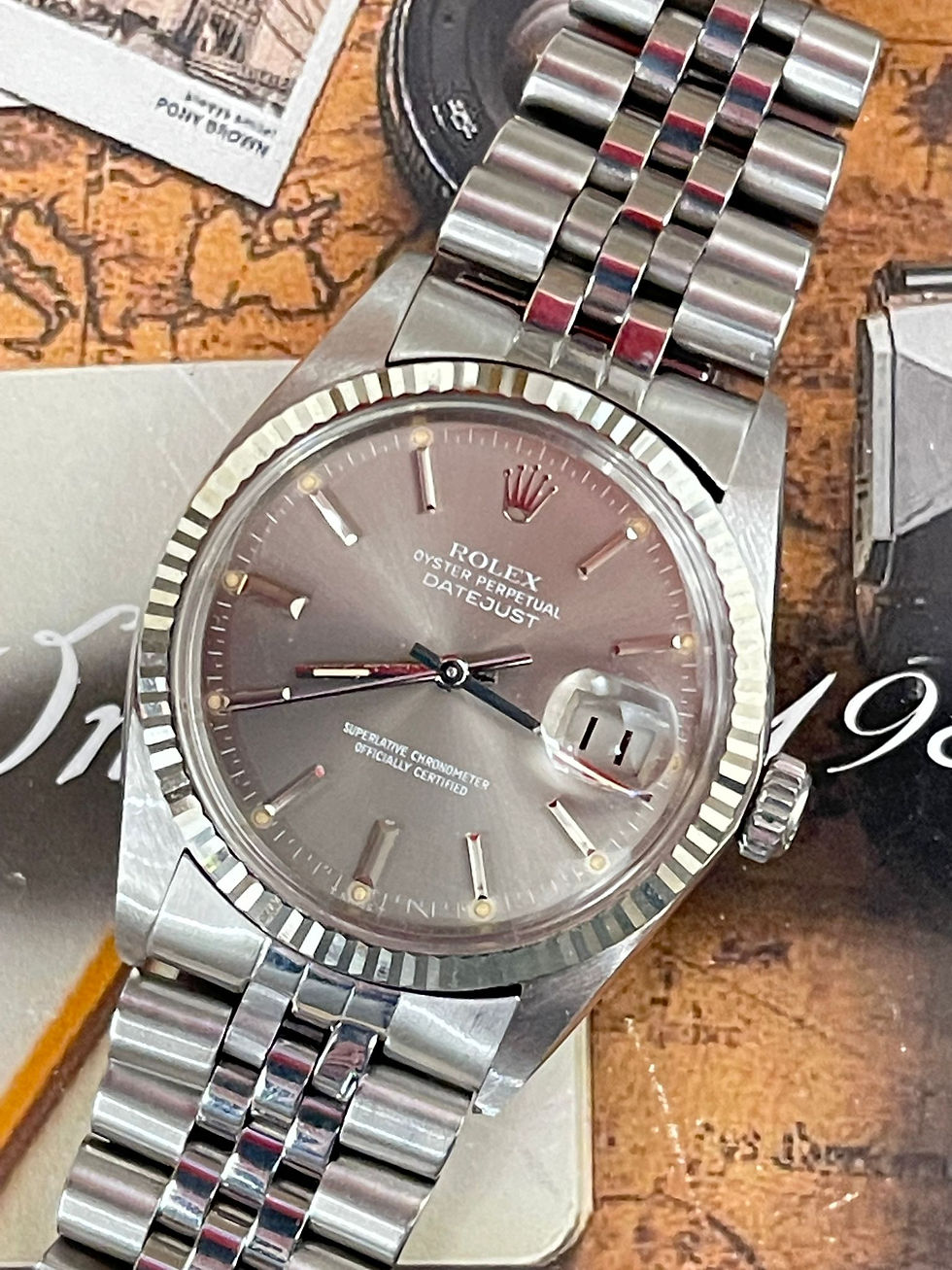 🌈🌈Vintage Rolex Datejust 16014👻罕有灰色無字天書面 36mm 自動機芯 連原裝62510H鋼珠帶👔033K(旺角店)