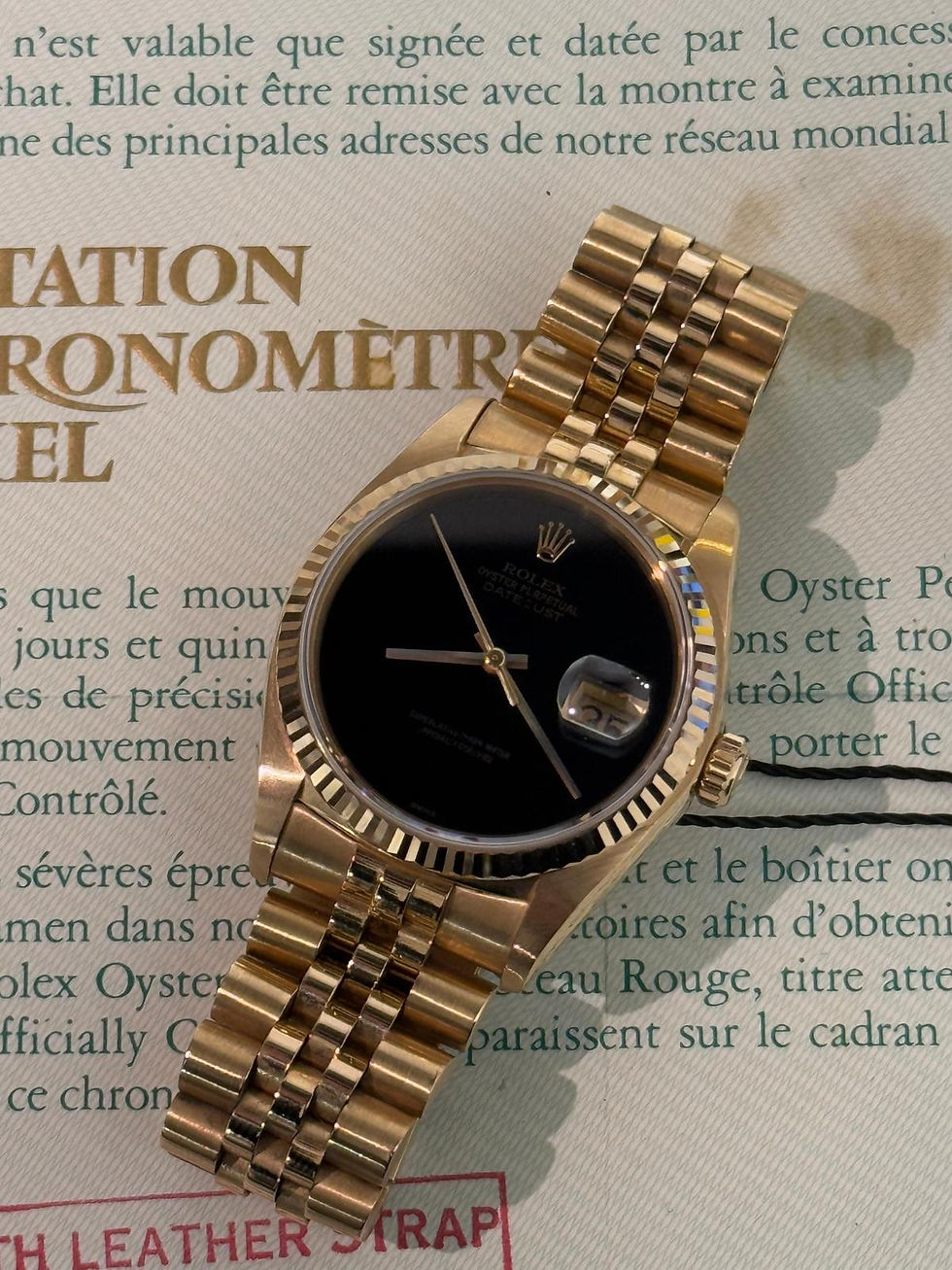 🌈🌈原裝ONYX面 連原裝18K金5珠帶 有出世紙🥰👔Vintage Rolex Datejust 16018👔VU1917(廣華街店)