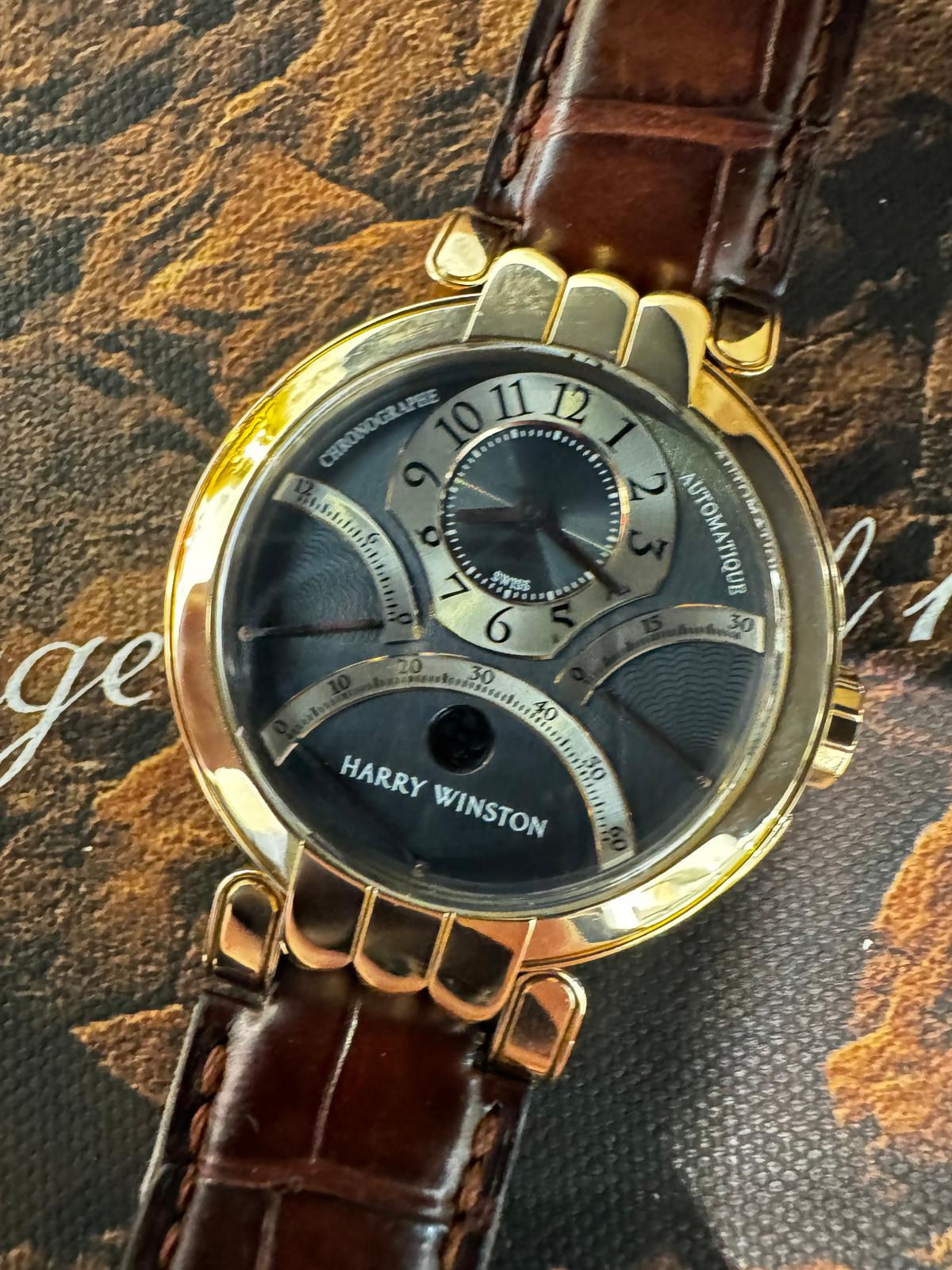 🌈🌈Harry Winston 🖤🖤原裝碳黑面 自動機芯⚙️18K玫瑰金🌹連原裝18K玫瑰金摺扣 淨錶🖤🖤824C(廣華街店)