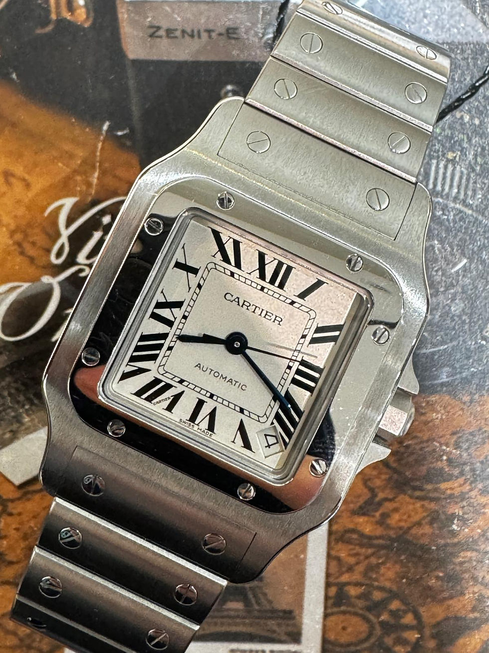 🌈🌈CARTIER Santos Galbee 2823🏔原裝羅馬字面 全鋼款式款式 自動機芯 32x45mm🖤671C(廣華街店)