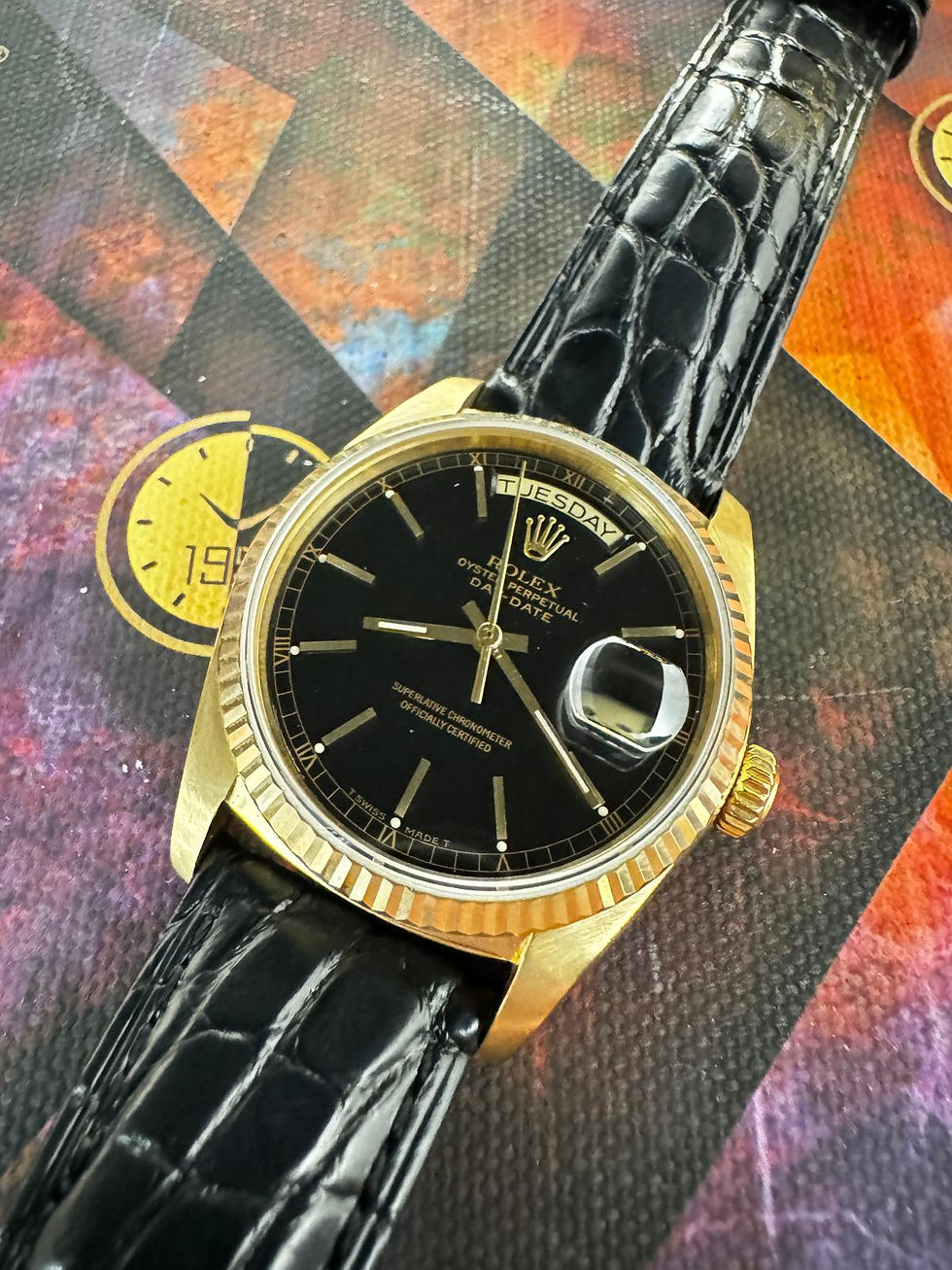 🌈🌈Vintage Rolex DayDate 18038🖤原裝黑面路軌羅馬字🖤18K黃金圈 36mm 單推日曆🖤 淨頭😎VU2142 (廣華街店)