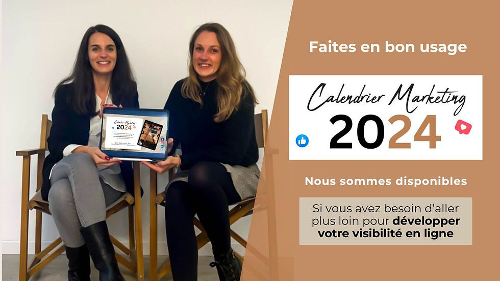 portrait de Ludivine et Amélie, community manager à Ajaccio en corse avec le calendrier marketing 2024