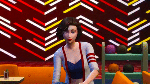 chica lanzando bolos.gif