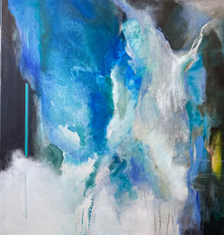 Abstract landscape painting, acrylic on deep canvas unframed