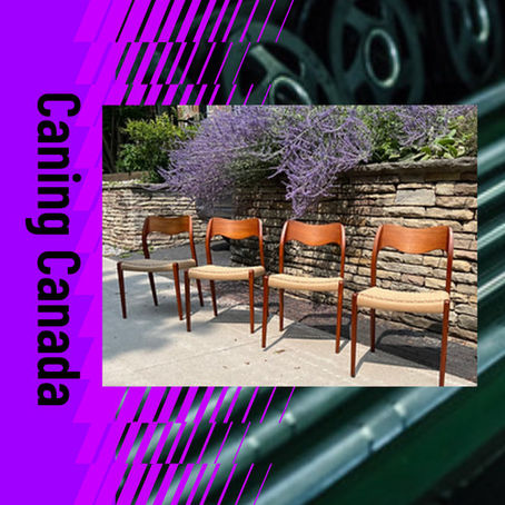 A set of teak Moller 71 chairs restored by Caning Canada, Toronto, ON