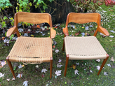 Moller Chair 55 before and after restoration with fresh Danish cord seats