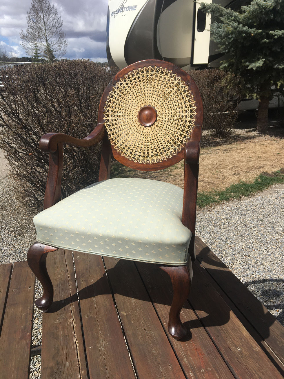 Chairs with Hanging Medallions Woven in Cane Sunshine Pattern