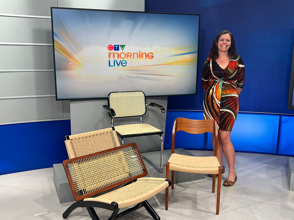 Caning Canada on CTV's Morning Show in Ottawa, Ontario, showcasing our cane and Danish cord weaving services.