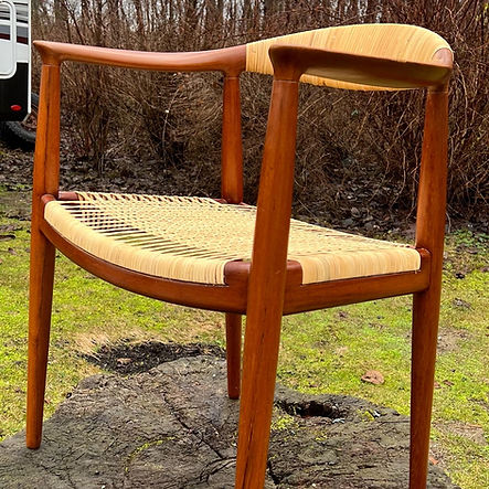 Hans J. Wegner Teak and Cane Round Chair