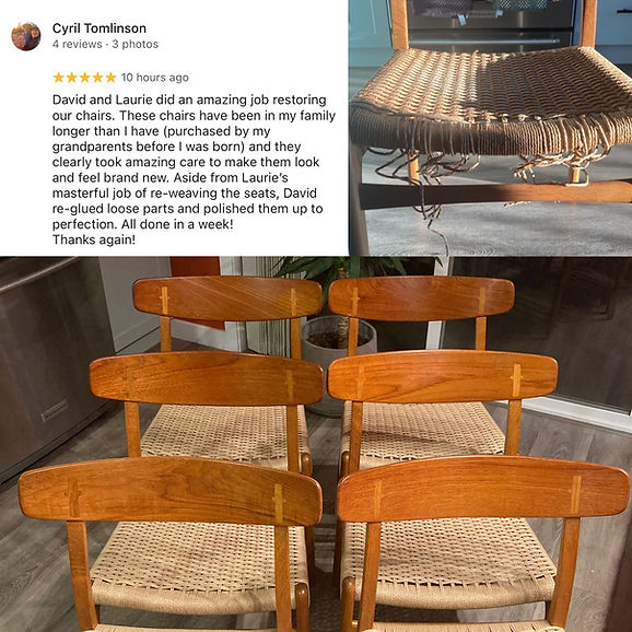 Client review of Caning Canada's Wegner Chair 23 restoration