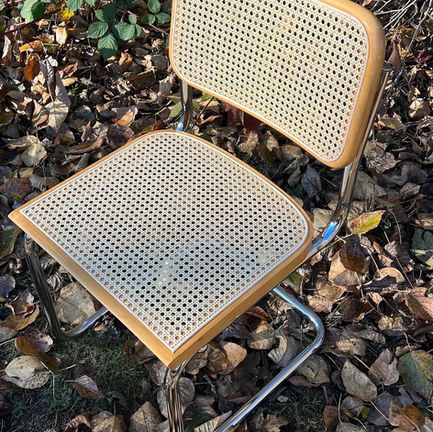 Beech Cesca side chair with freshly installed pre woven cane by Caning Canada, Vancouver B.C.