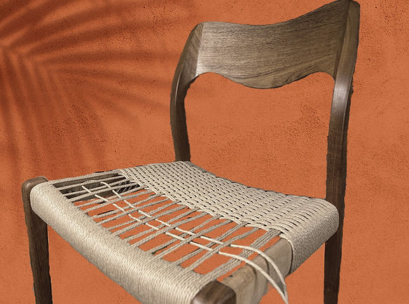 Teak Moller 71 with partially woven Danish cord by Caning Canada