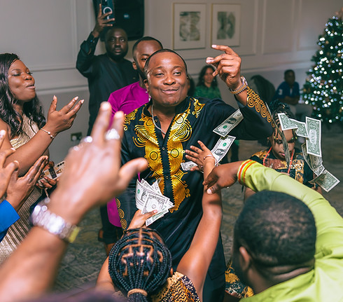Money spraying at a 40th Birthday celebration