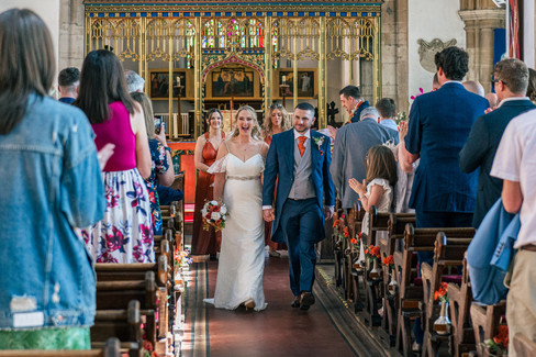 Bride and groom walk down the Aisle, Milton Keynes