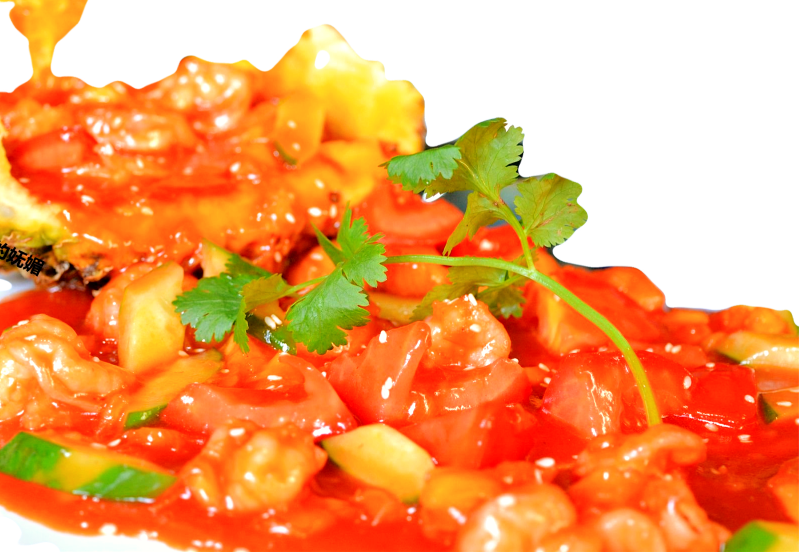 A10-a4: Frits Scampis Avec Sauce Ananas Aigre-Douce