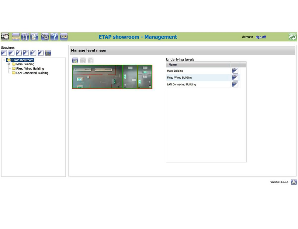 ETAP showroom - multiple buildings can be monitored.