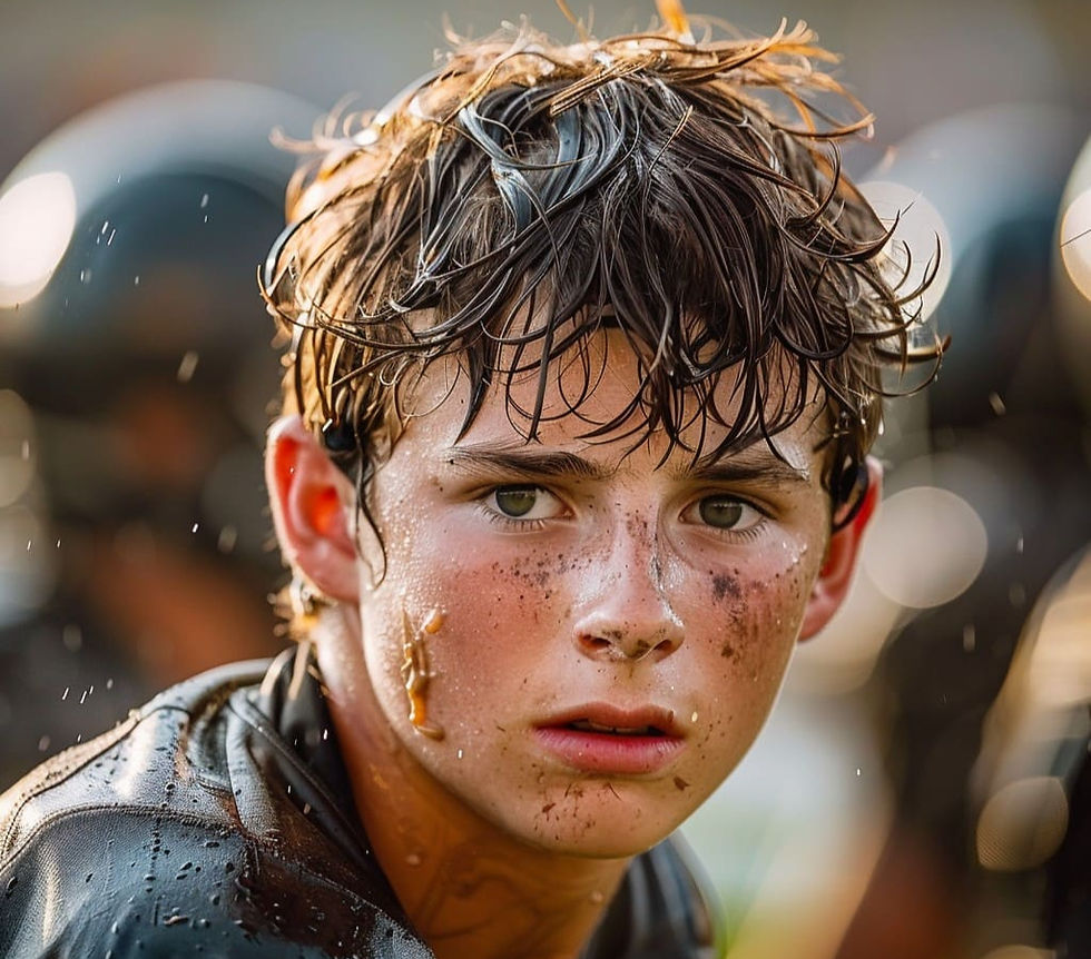 Photo of a young boy playing baseball