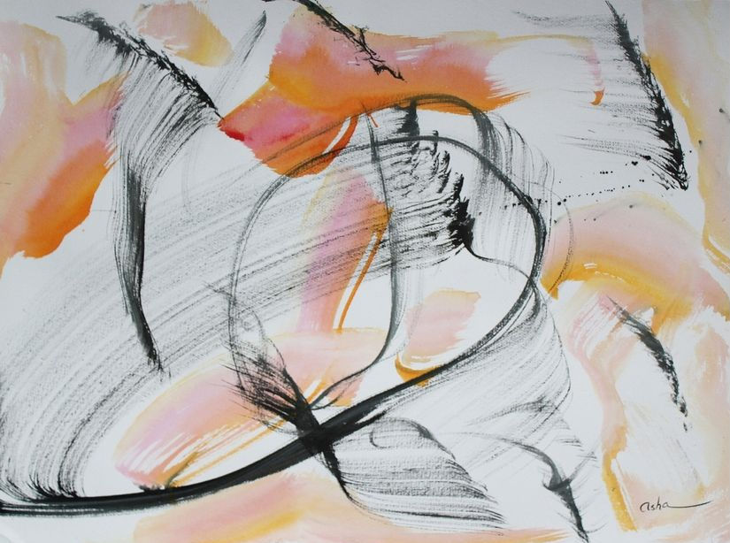 Woman with short hair faces the warm sunset, appearing contemplative. She wears a light top against a blurred outdoor landscape.