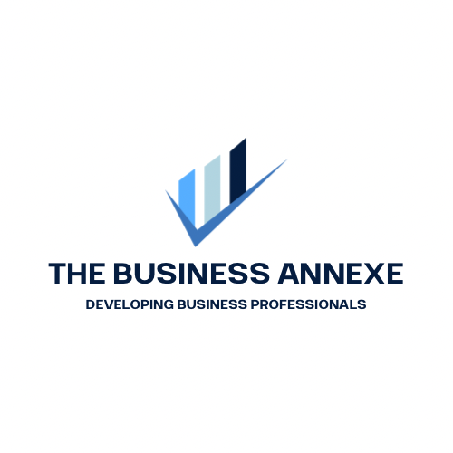 Logo of The Business Annexe with a blue gradient checkmark and bars. Text reads "Developing Business Professionals" on a white background.
