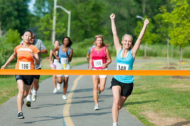 a view of several runners in motion.
