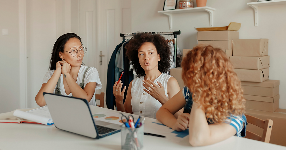 business women talking in the room brainstorming ideas