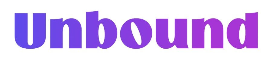 The word "Unbound" in bold, gradient purple text on a white background.
