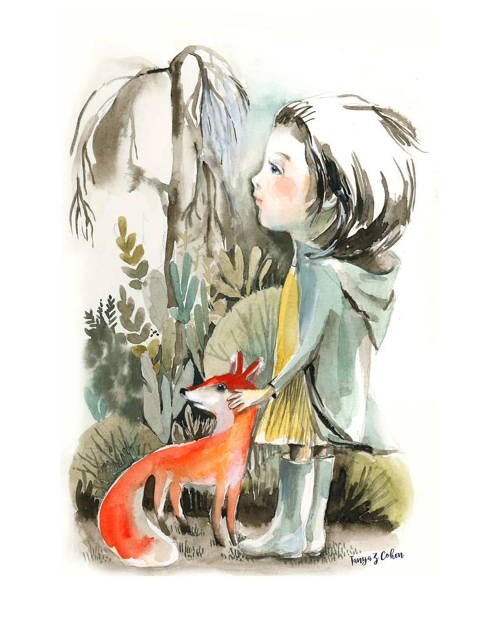 girl and ger fox print