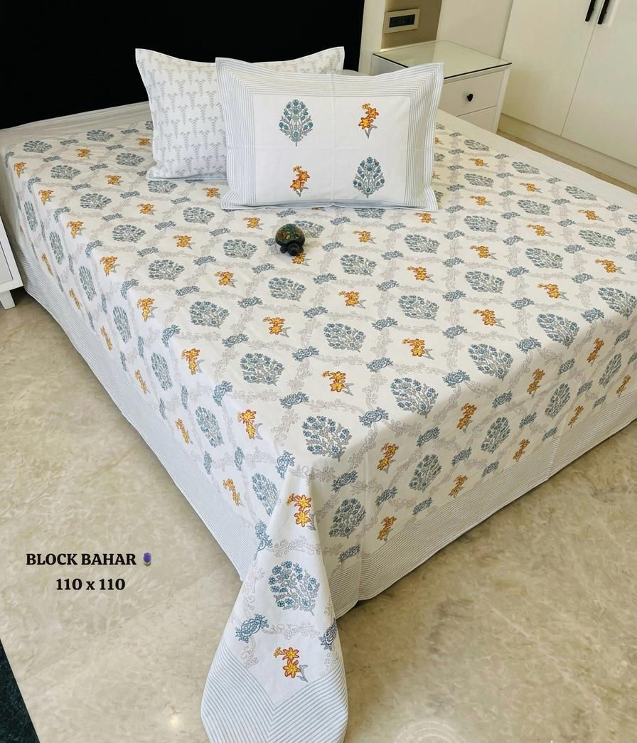 BLOCK BAHAR
110*110 INCHES AUTHENTIC
HANDBLOCK BEDSHEET*